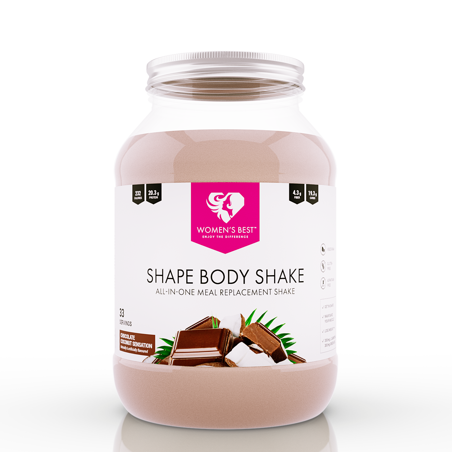 Shape Body Shake - Womens Best - Chocolate Coconut - 1 Kg (33 Shakes)