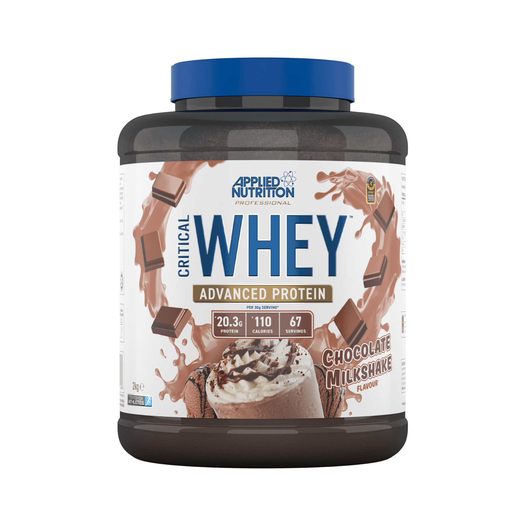 Applied nutrition - Critical Whey - Eiwitten / Proteine Shake - 2000 Gr - 66 Doseringnen -  Chocolate Milkshake Smaak