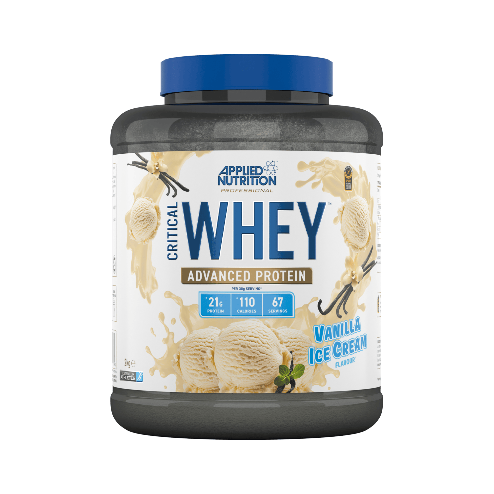 Applied nutrition - Critical Whey - Eiwitten / Proteine Shake - 2000 Gr - 66 Doseringnen -  Vanilla Ice Cream Smaak