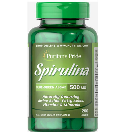 SPIRULINA 500mg - Puritan's Pride - 200 Capsules (500 Mg)