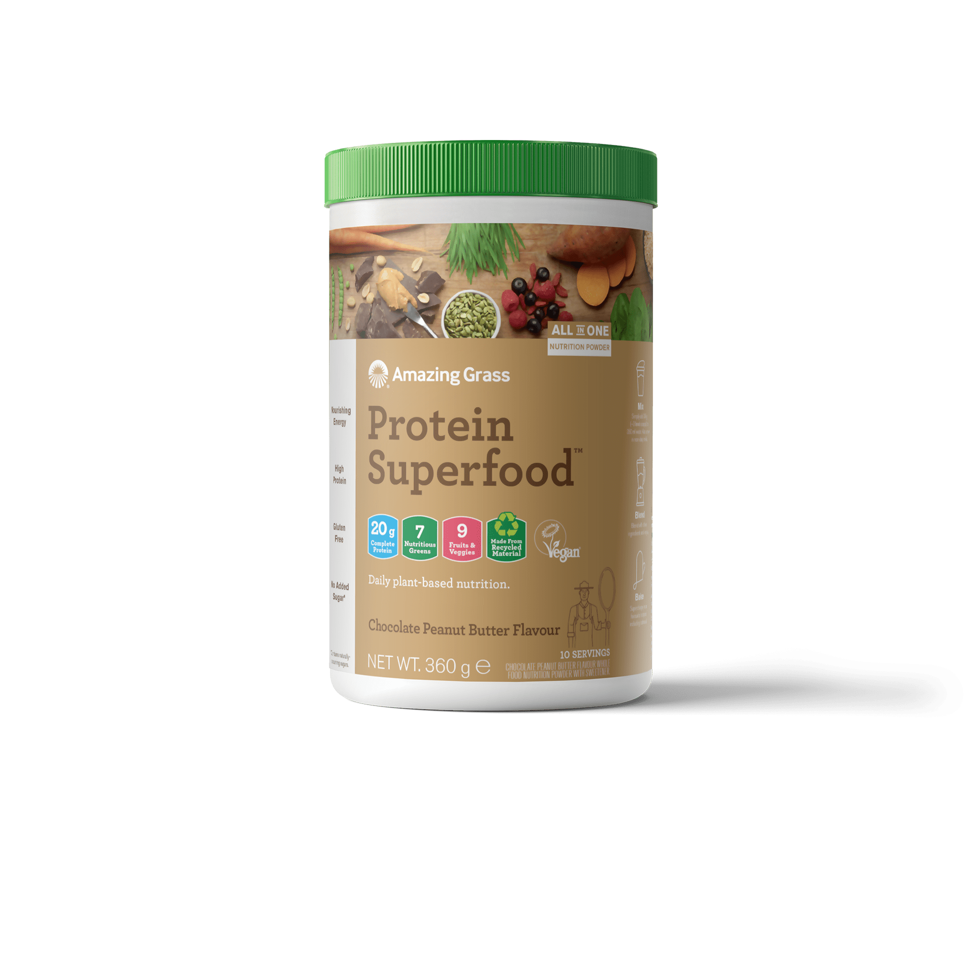 Protein Superfoods - Amazing Grass - Chocolate Peanut Butter - 1 Verpakking (360 Gram)