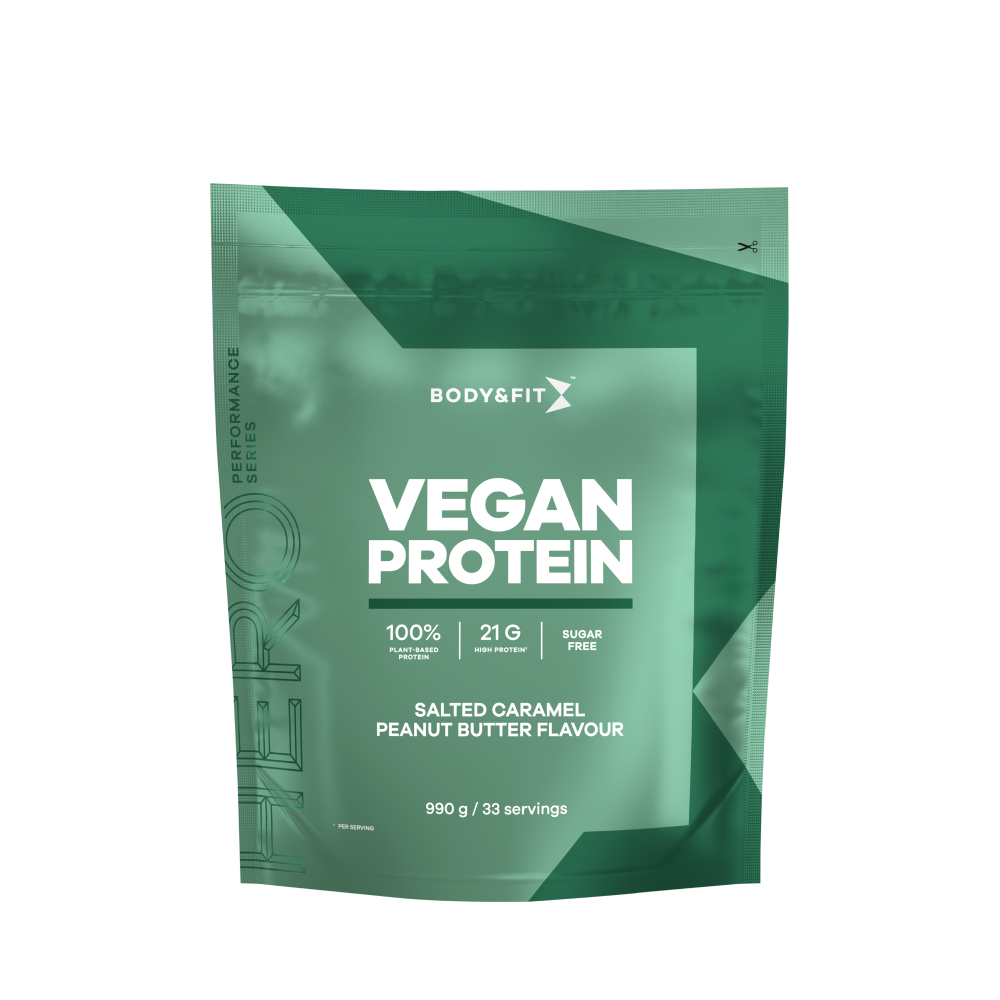Vegan Protein - Body&Fit - Beurre De Cacahuète Au Caramel Salé - 990 Grammes (33 Shakes)