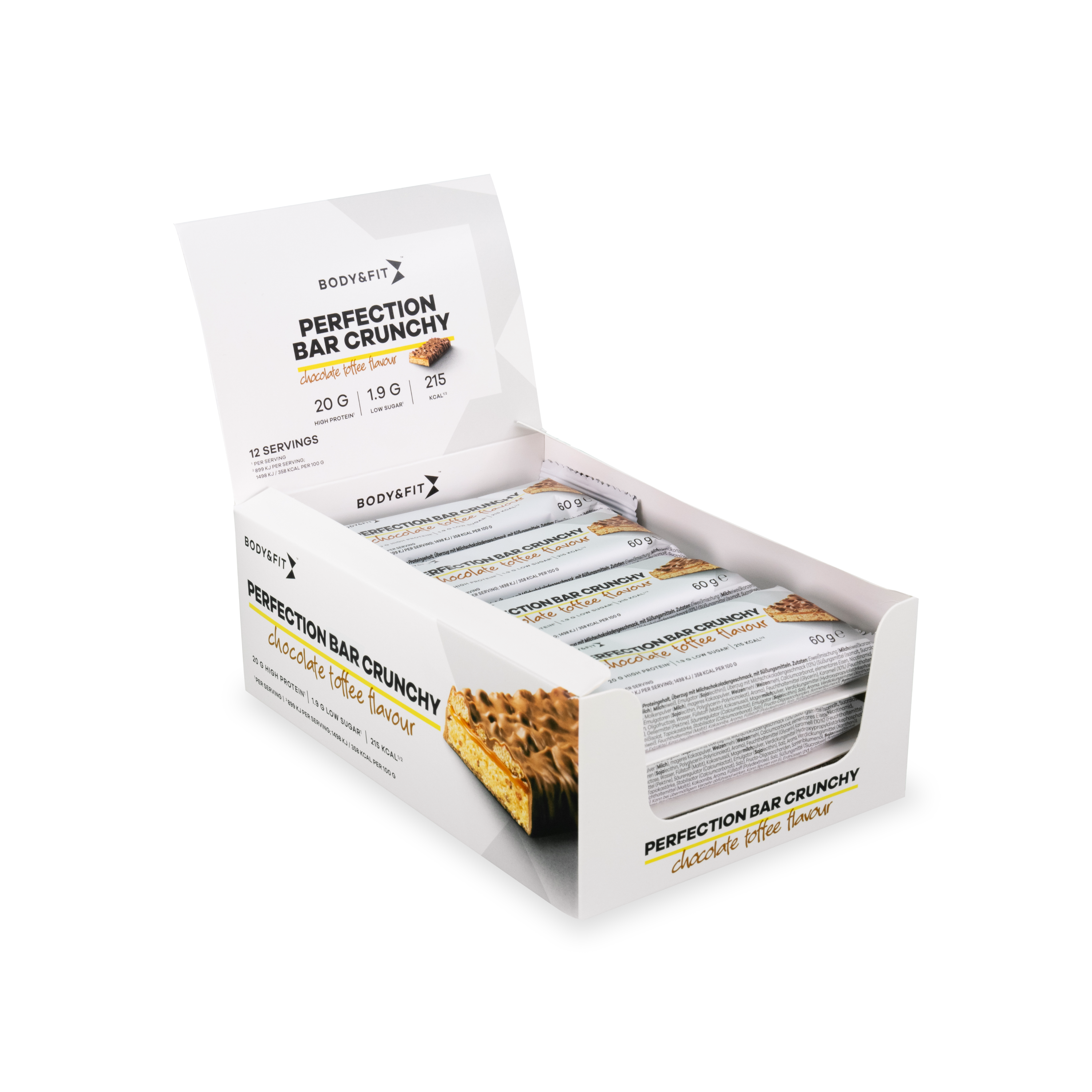 Body & Fit Perfection Bars Crunchy - Proteïne Repen - Chocolade Toffee Smaak - 12 eiwitrepen