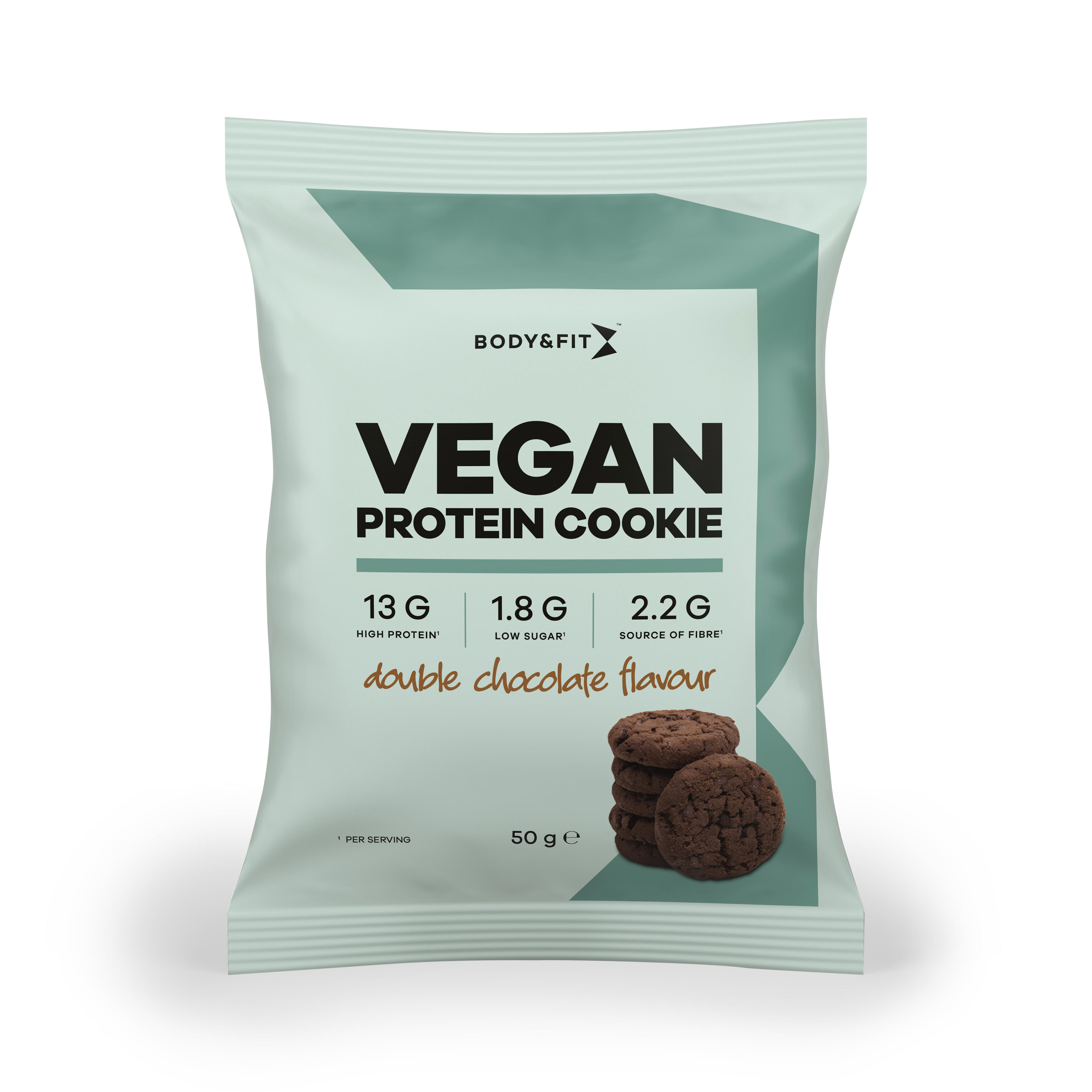 Body & Fit Vegan Protein Cookie - Plantaardige Snack - Eiwitrijk - Veganistisch - 50 gram (1 koek) - Double Chocolate