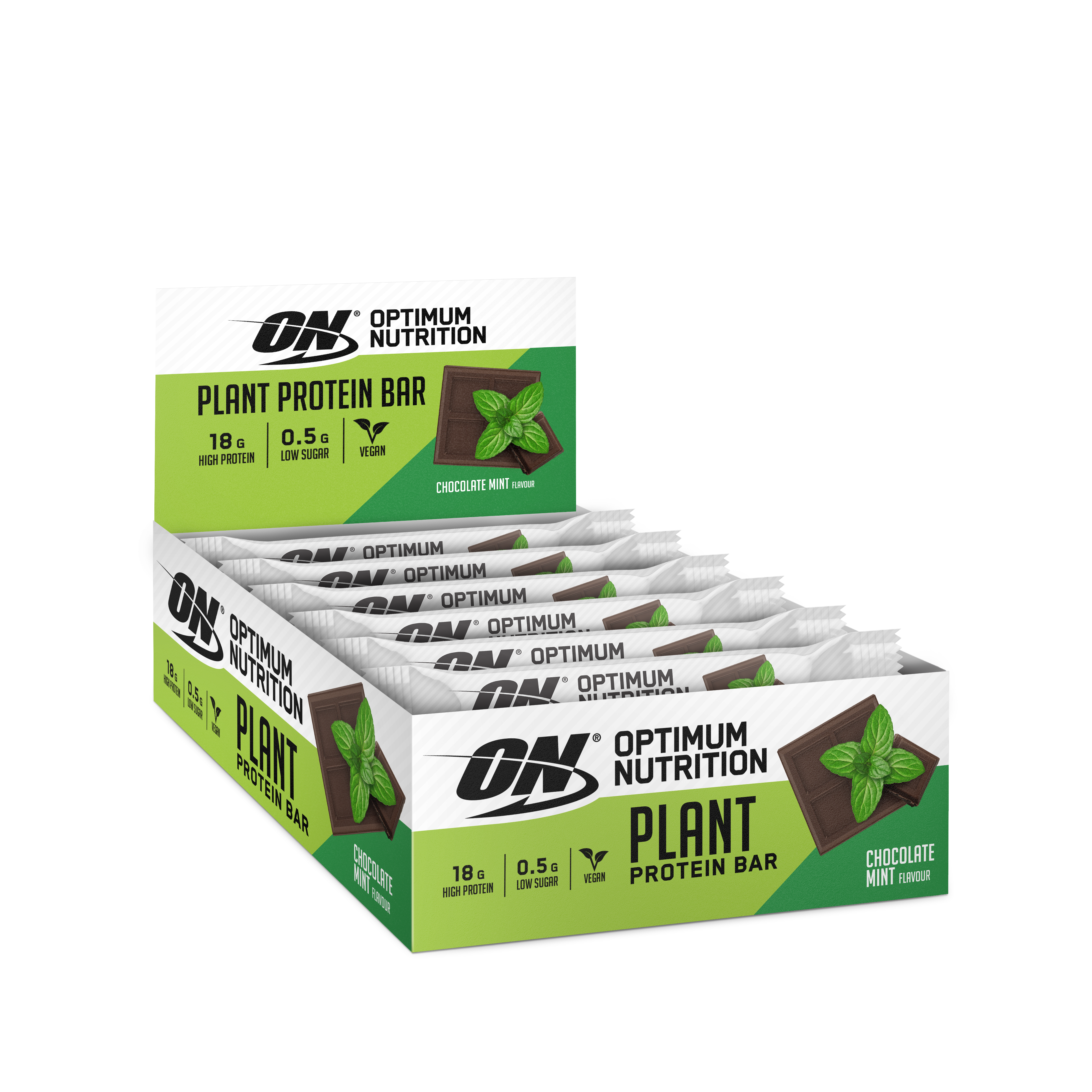 Optimum Nutrition Plant Protein Bar - Proteine Repen - Vegan - Plantaardige Eiwitrepen - 12 Repen (720 gram) - Chocolate Mint