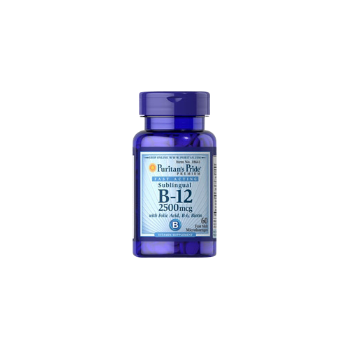 Vitamin B-12 2500 mcg Sublingual with Folic Acid, Vitamin B-6 and Biotin 2500 mcg