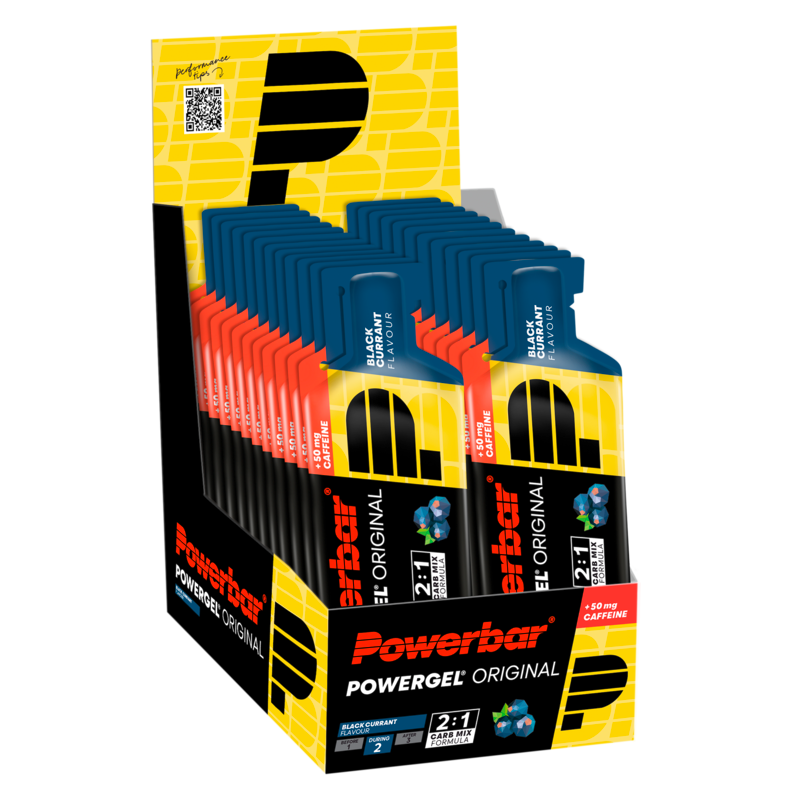 PowerBar PowerGel - Sportgel met Cafeïne - Energiegel - 24 gels (984 gram) - Black Currant