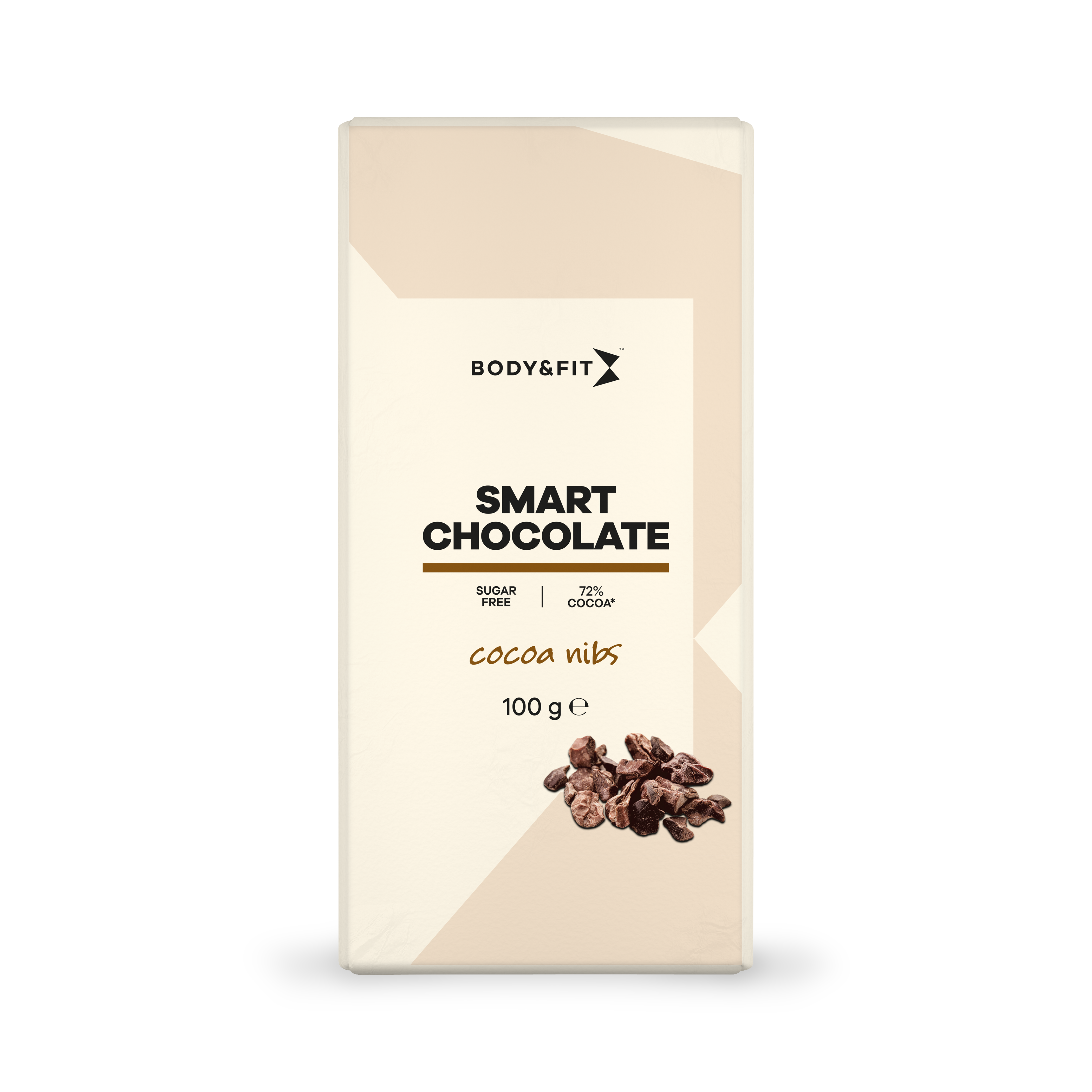 Body & Fit Food Smart Chocolate - Suikervrij & 72% cacao - 1 chocoladereep (100 gram) - Cacao nibs