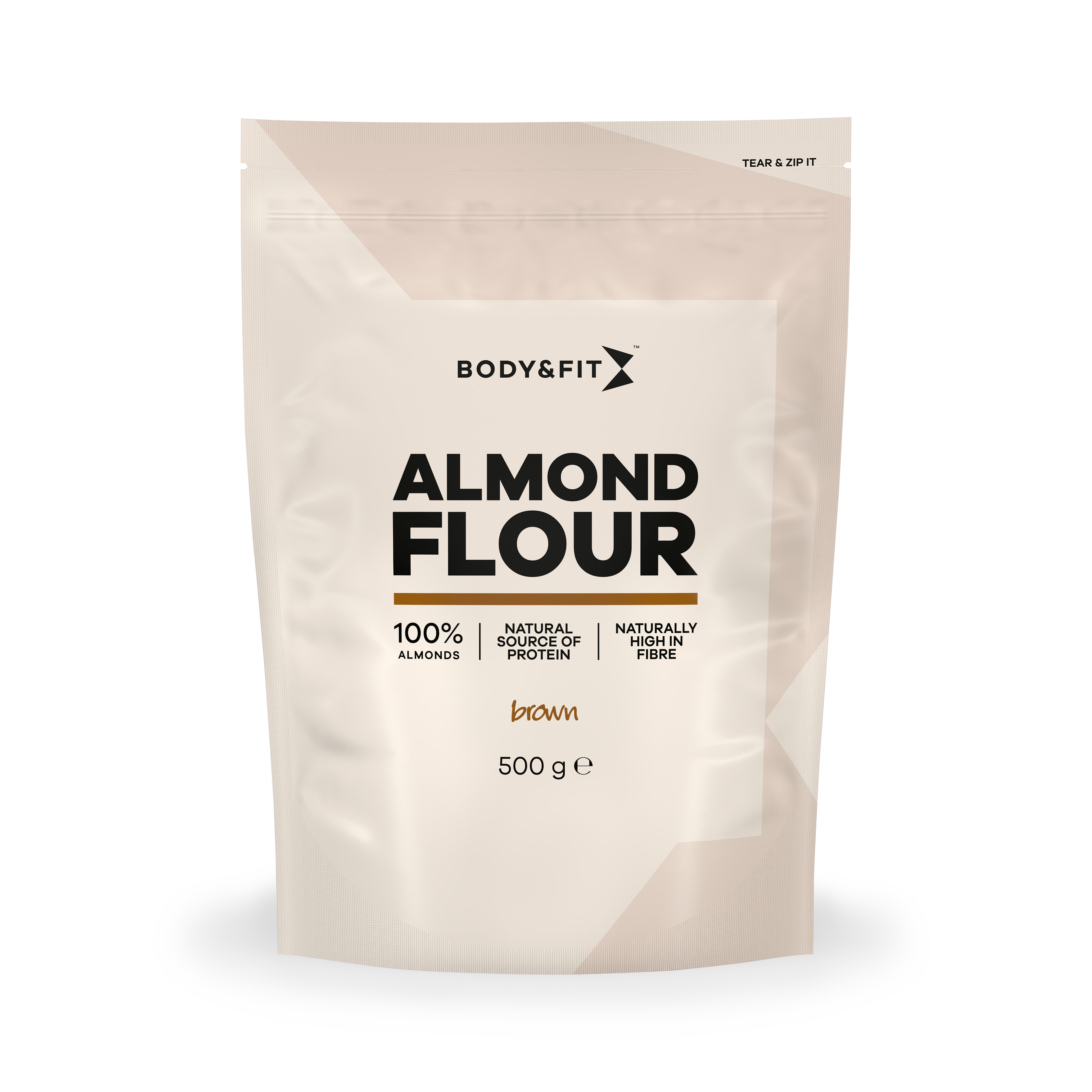 Body & Fit Pure Brown Almond Flour - Superfood - Bruin Amandelmeel - 500 gram (1 Zak)