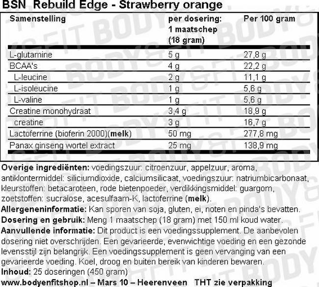 Rebuild Edge Nutritional Information 1