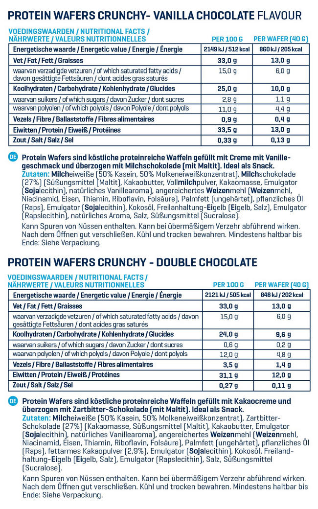 Crunchy Proteinwaffeln - Box (12X40g) Nutritional Information 1