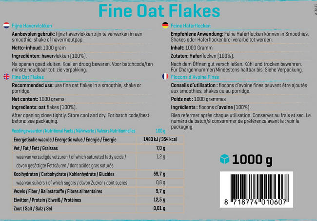 Flocons d'avoine Nutritional Information 1