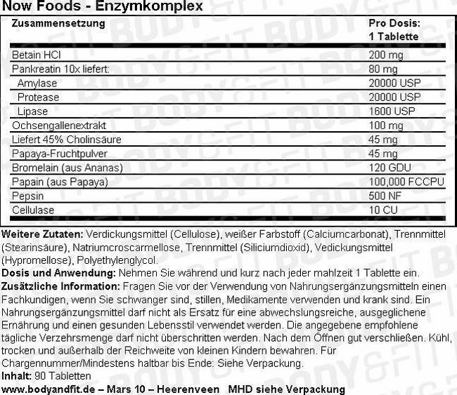 Enzymkomplex Nutritional Information 1