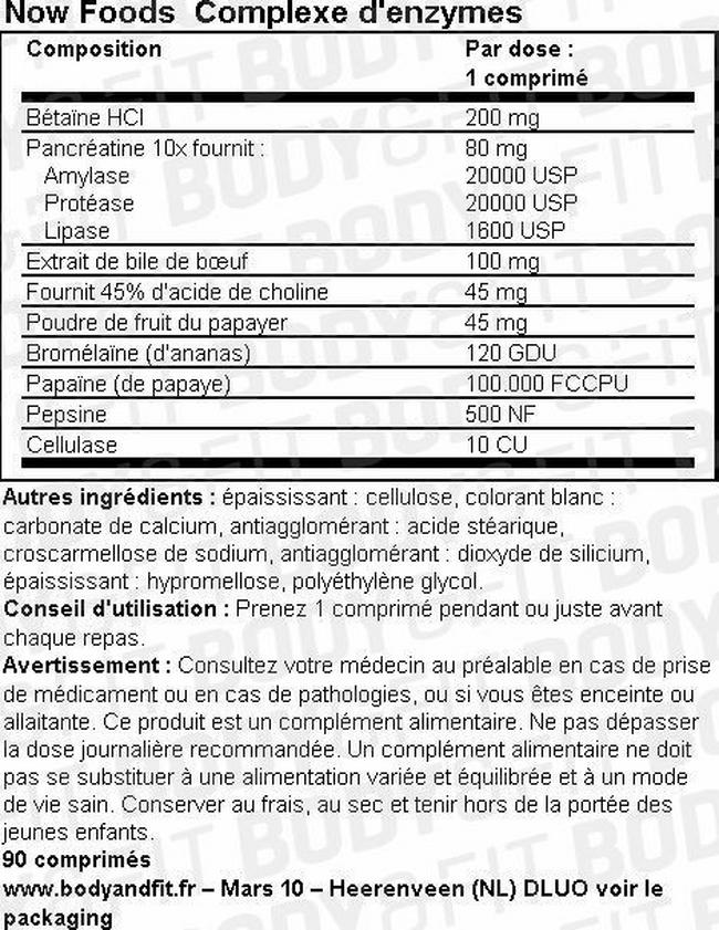 Complexe d’enzymes Nutritional Information 1