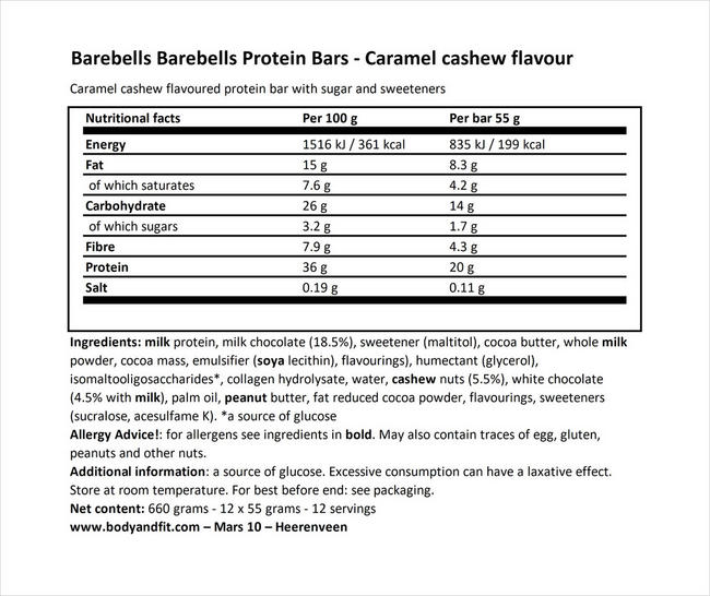 Protein Bars Nutritional Information 1