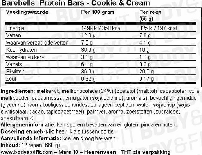Protein Bars Nutritional Information 1