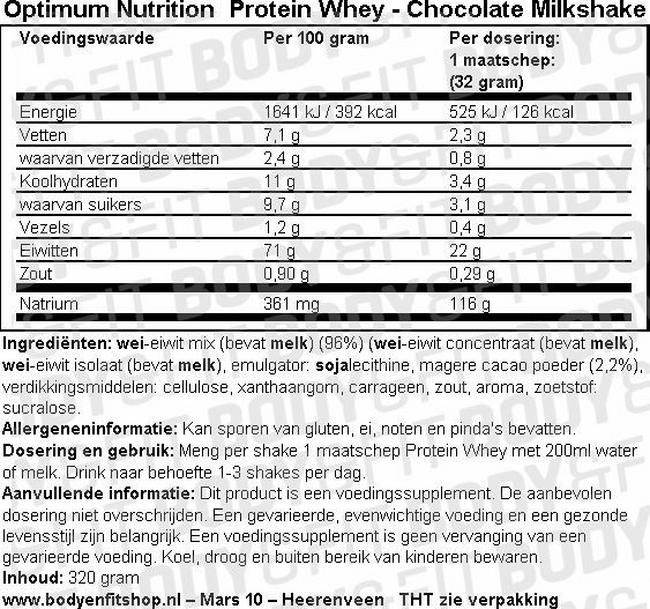 Protein Whey Nutritional Information 1