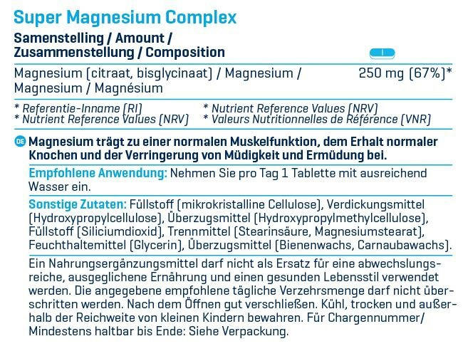 Super Magnesium Complex Nutritional Information 1