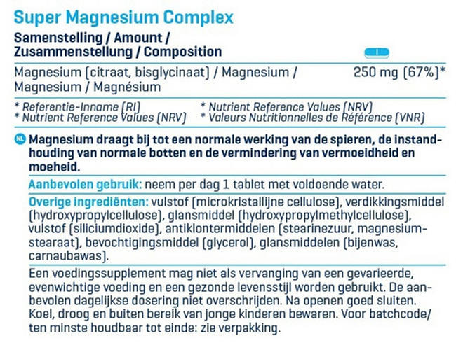 Super Magnesium Complex Nutritional Information 1
