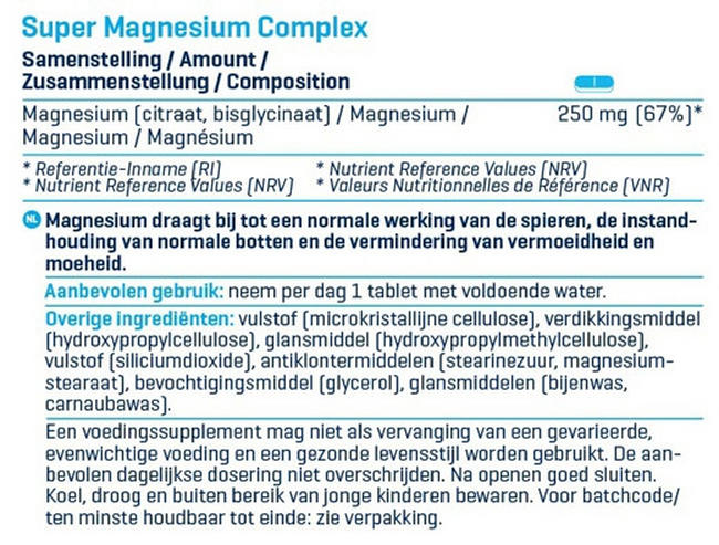 Super Magnesium Complex Nutritional Information 1