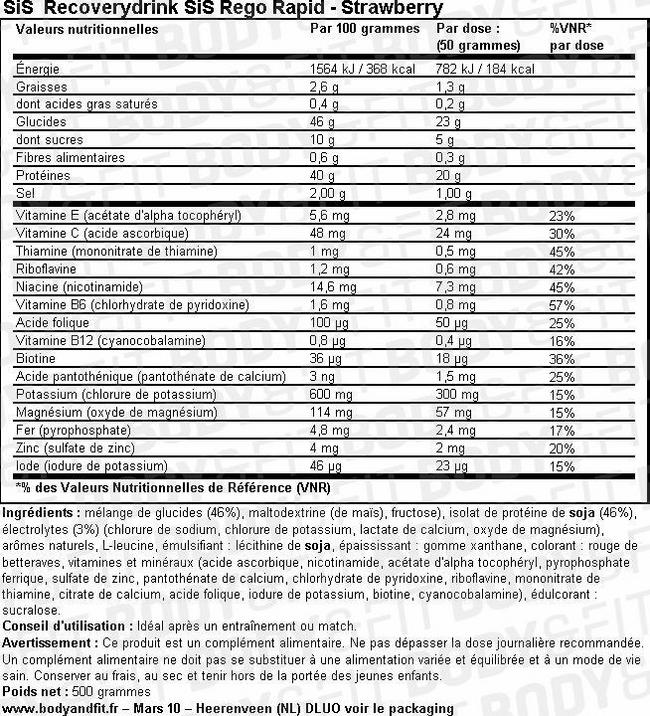 Rego Rapid Recovery Nutritional Information 1