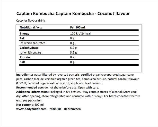 Captain コンブチャ Nutritional Information 1