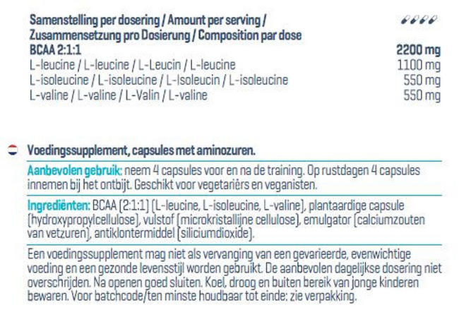BCAA Capsules Nutritional Information 1