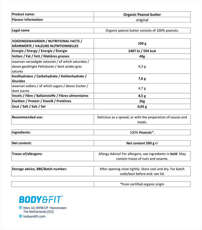 Organic Peanut Butter Nutritional Information 1