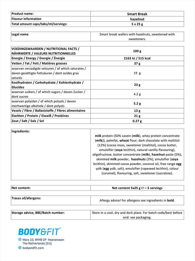 Smart Break Nutritional Information 1