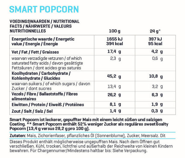 Smart Popcorn Nutritional Information 1