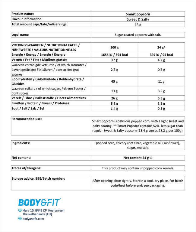 Smart Popcorn Nutritional Information 1