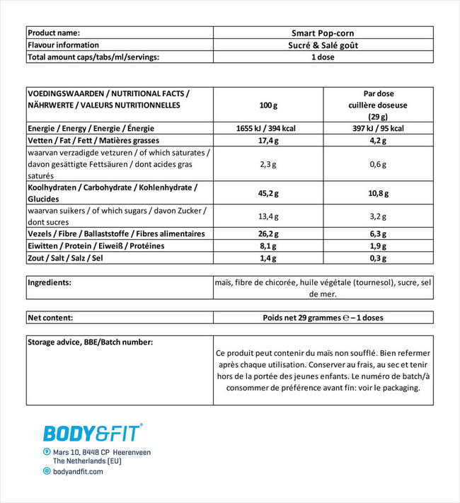 Smart Pop-corn Nutritional Information 1