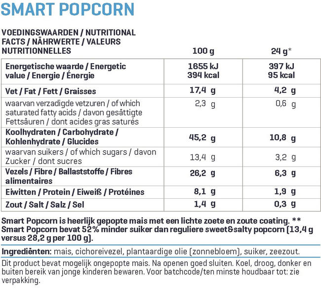 Smart Popcorn Nutritional Information 1