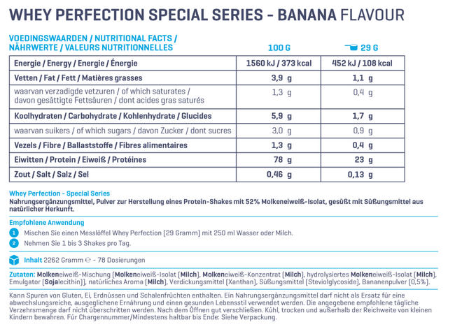 Whey Perfection - Special Series Nutritional Information 1
