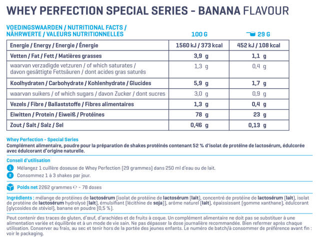 Whey Perfection Special Series Nutritional Information 1