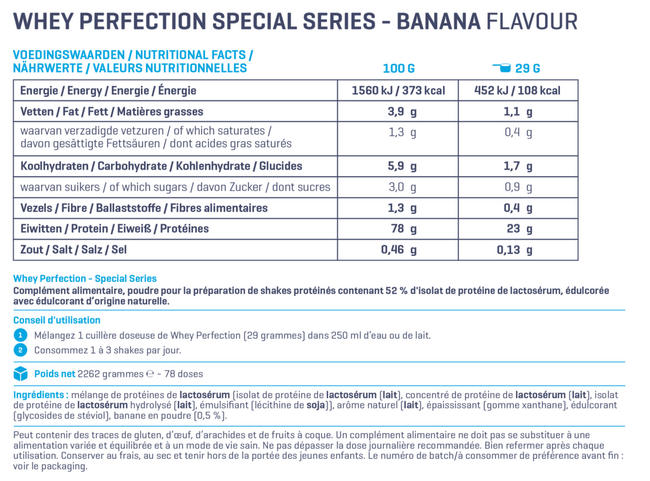 Whey Perfection - Special Series Nutritional Information 1