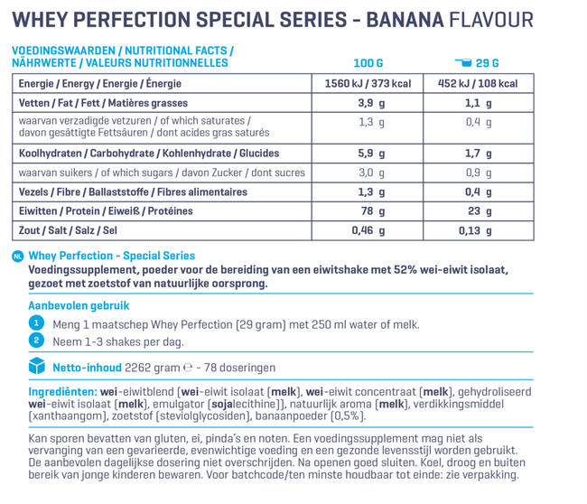 Whey Perfection - Special Series Nutritional Information 1