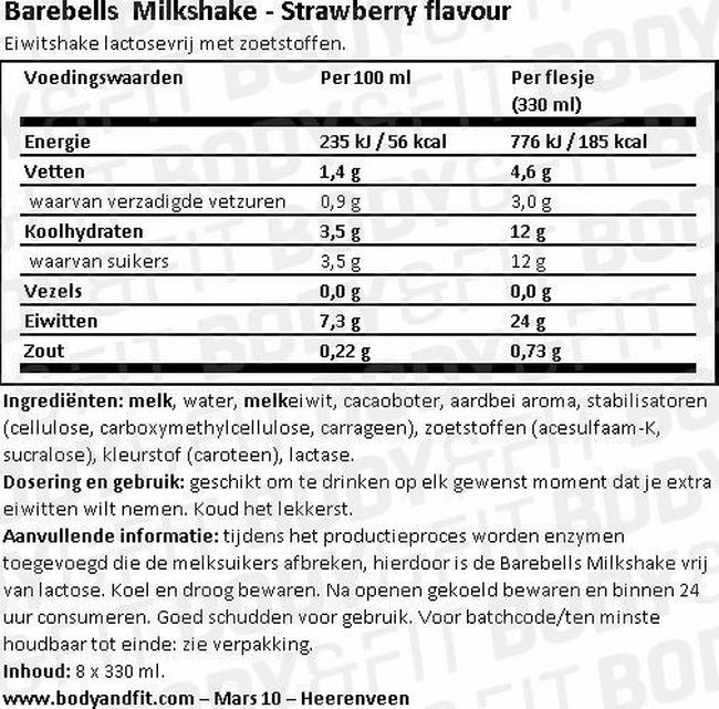 Milkshake Nutritional Information 1