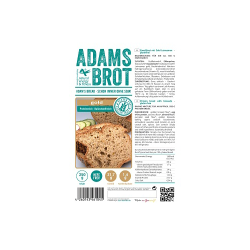 Adam's Brot 2.0 - Adam's fitness Food - Gold - 250 Gramm (250)