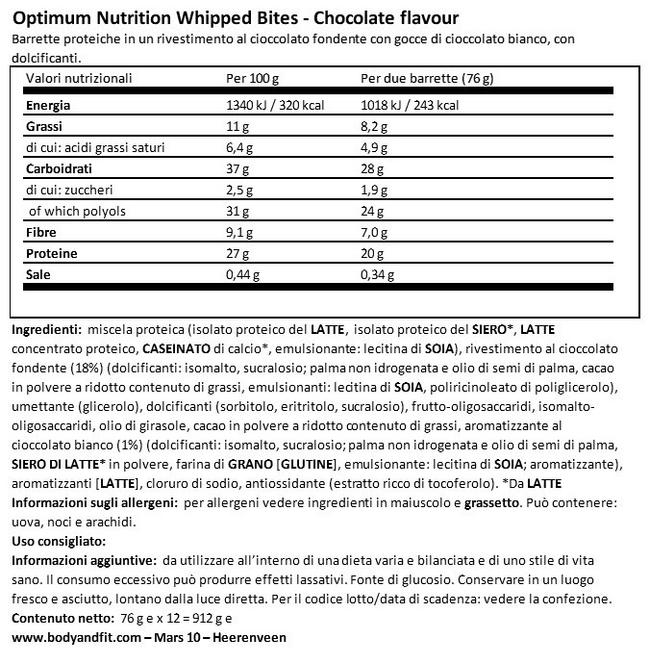Whipped Bites Nutritional Information 1