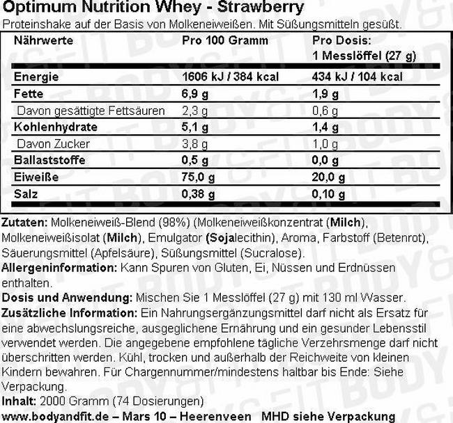 Whey Nutritional Information 1