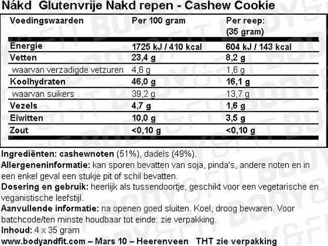 NAKD Bar Nutritional Information 1