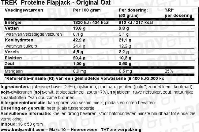 Trek Proteïne Flapjacks Nutritional Information 1