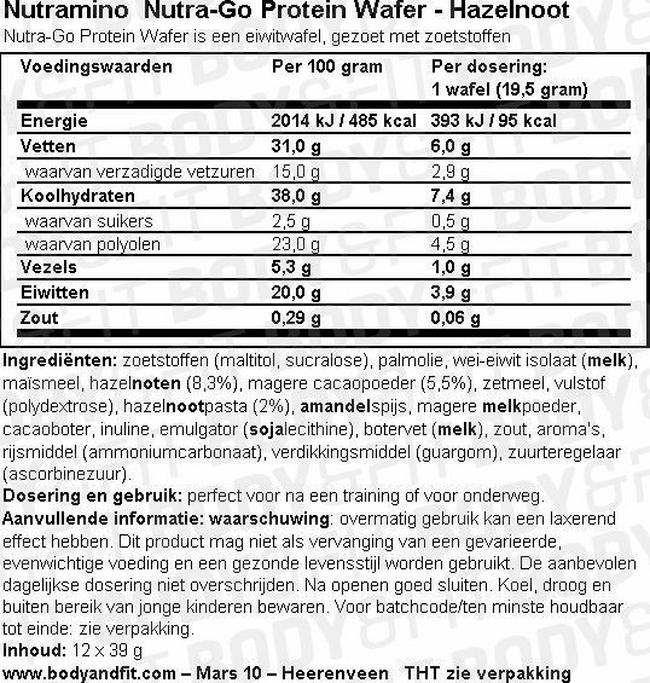 Nutra-Go Protein Wafer Nutritional Information 1