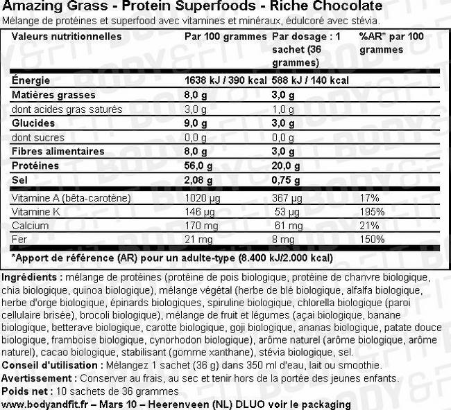 Shake Protein Superfood Nutritional Information 1