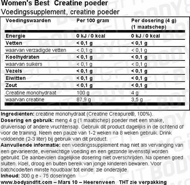 Creatine Creapure® Nutritional Information 1