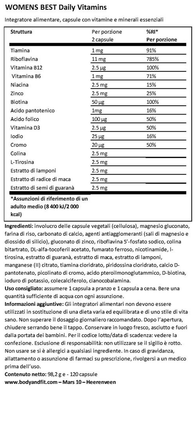 Daily Vitamins Nutritional Information 1