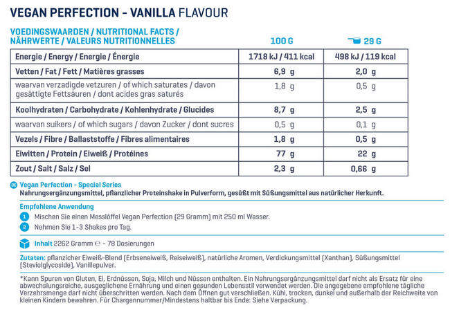 Vegan Perfection - Special Series Nutritional Information 1