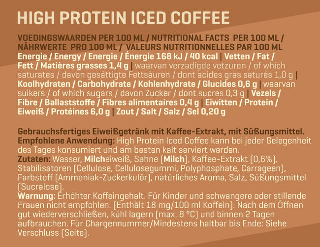High Protein Iced Coffee Nutritional Information 1