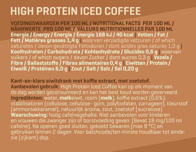 High Protein Iced Coffee Nutritional Information 1